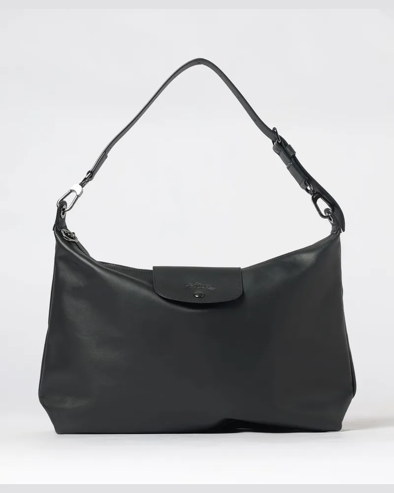 Longchamp Große Le Pliage Xtra Schultertasche aus Kalbsleder mit Logo Schwarz