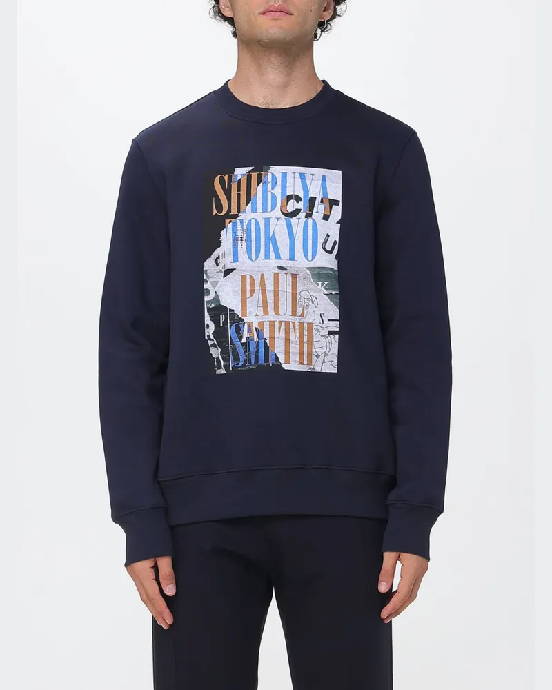 Paul Smith Rundhals-Sweatshirt von aus Baumwollmischung mit Grafikdruck und Logo Navy