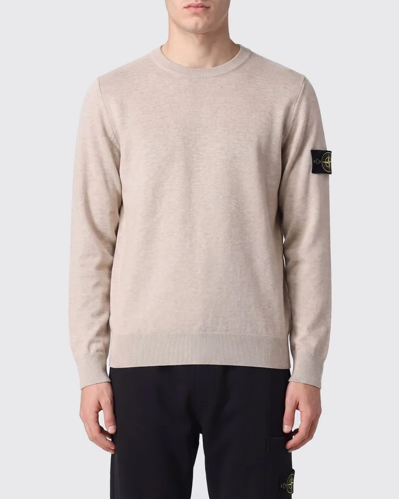 Stone Island Rundhalspullover aus weicher Baumwolle Beige