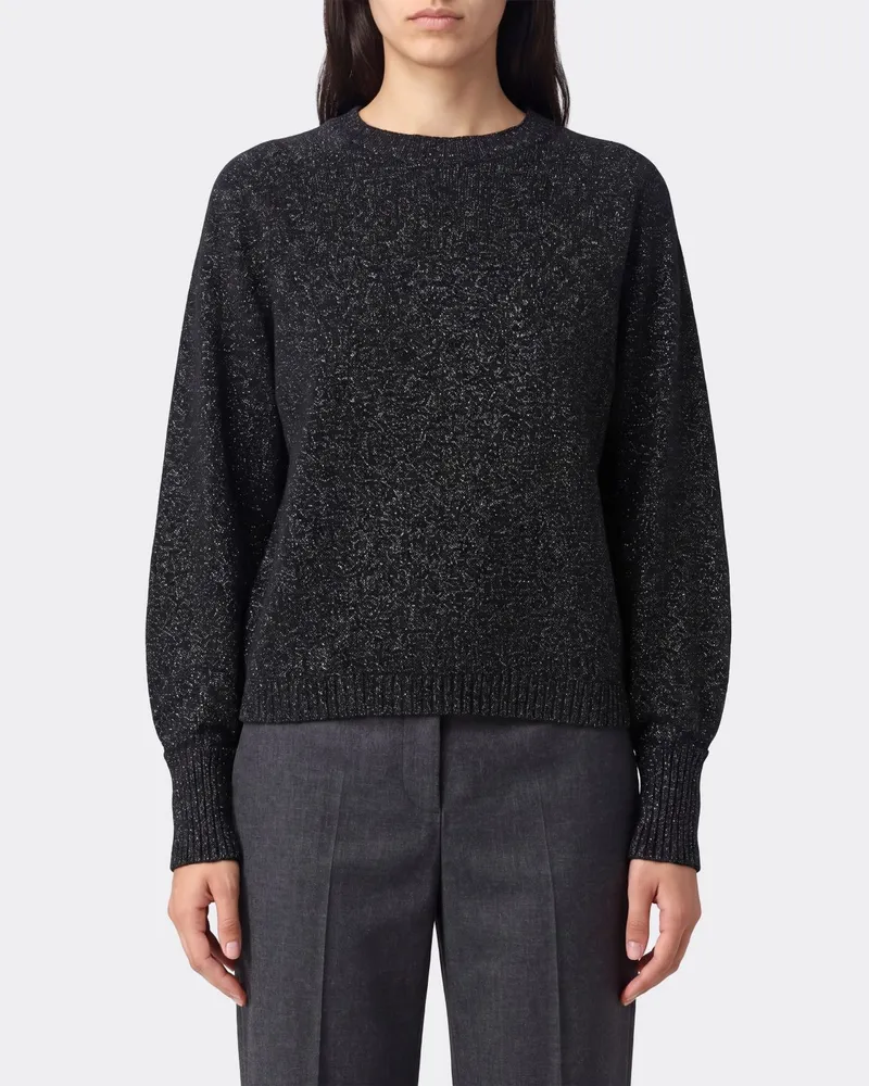 Twin-Set Pullover aus Woll-Kaschmir-Mischung mit Lurexgarn Schwarz