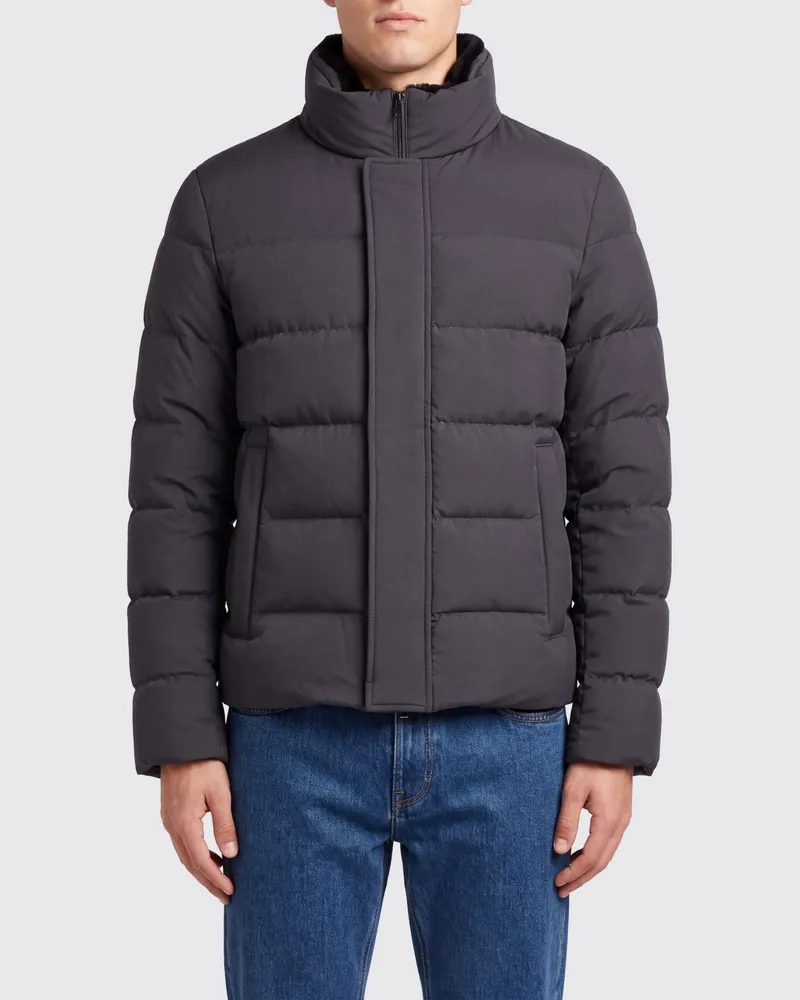 Herno Gesteppte Daunenjacke aus wasserabweisendem Nylon mit Stehkragen Grau