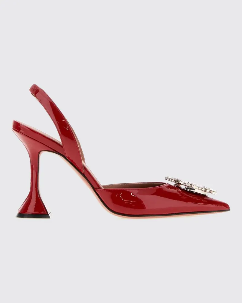 Amina Muaddi Begum Slingback-Pumps aus Satin mit Schmuckschnalle Rot