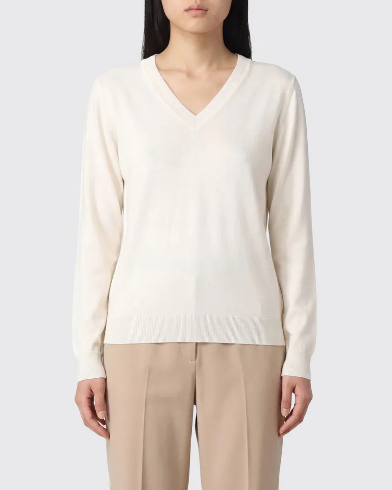 P.A.R.O.S.H. Pullover P.A.R.O.S.H. mit V-Ausschnitt aus einer Woll-, Seiden- und Kaschmirmischung Weiß