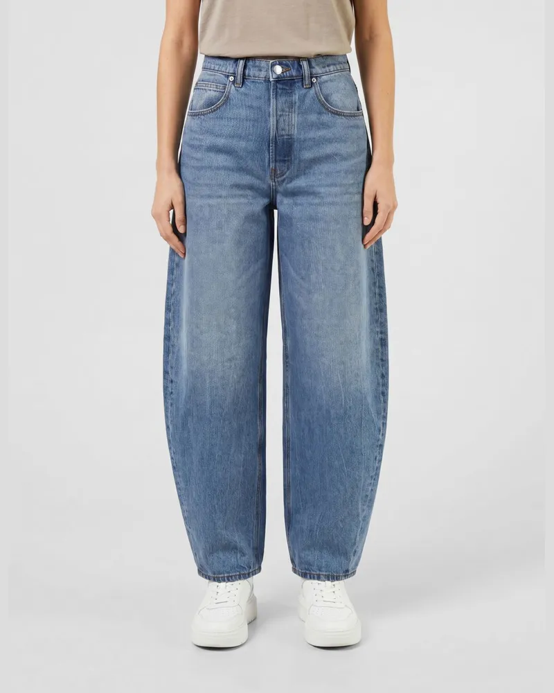 Alexander Wang High-Waist Baggy Jeans aus Denim mit Strass-Logo Indigo