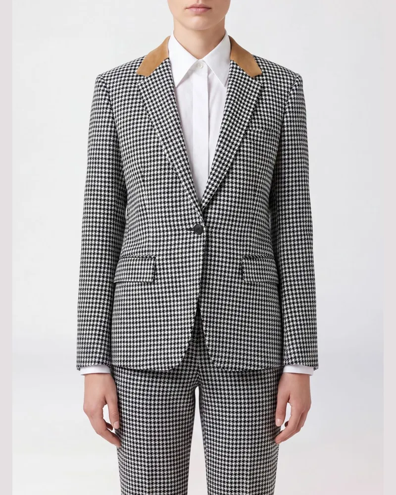 Tom Ford Einreihiger Slim Fit Blazer von aus Hahnentritt-Kaschmir Schwarz