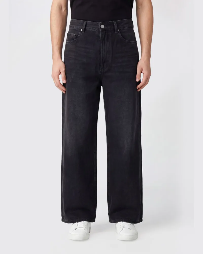 Amiri Wide-Leg-Jeans aus Baumwoll-Denim mit Fünf-Taschen-Design und Knopfleiste Schwarz
