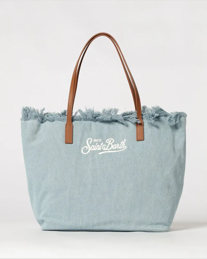 MC2 Saint Barth Schultertasche aus Baumwollmischung mit Logo Blau