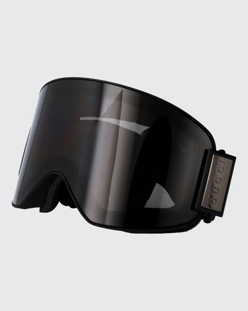 Gucci Acetat-Skibrille mit graviertem Logo und verstellbarem Band Schwarz
