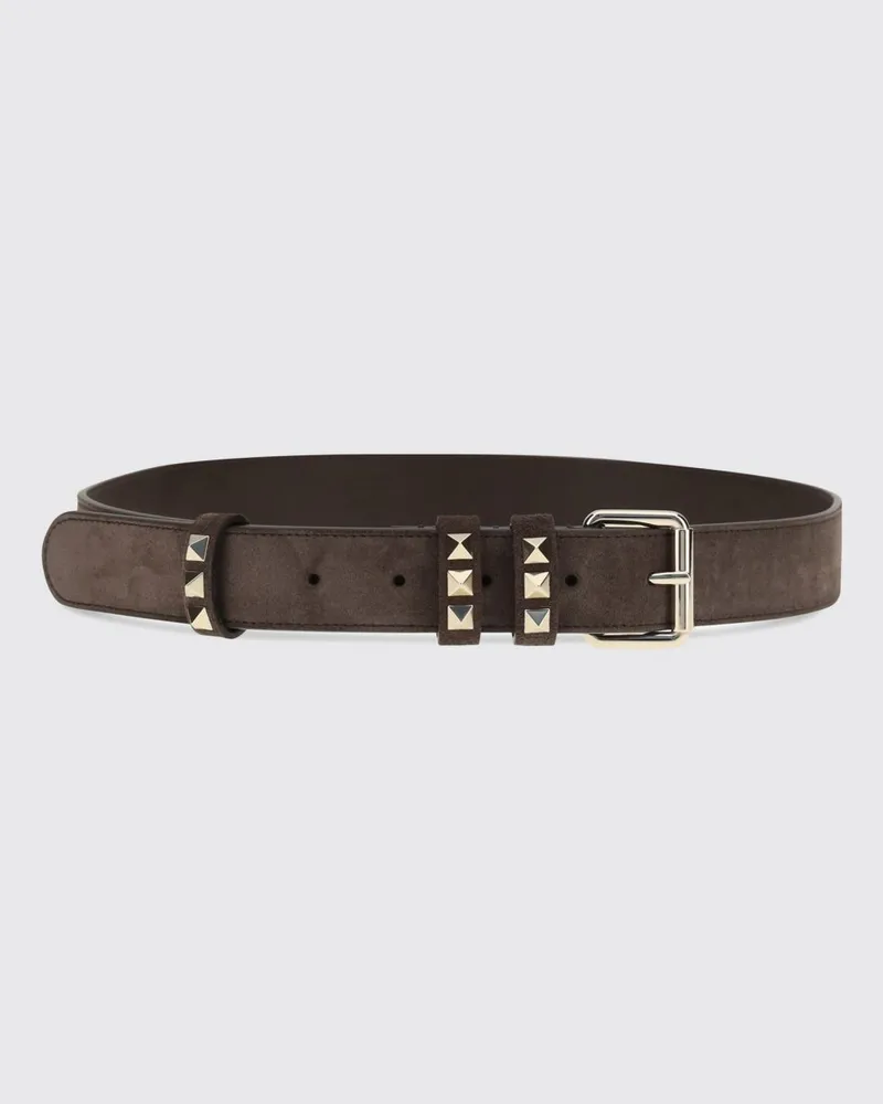 Valentino Garavani Rockstud Gürtel aus Veloursleder mit Dornschließe Braun
