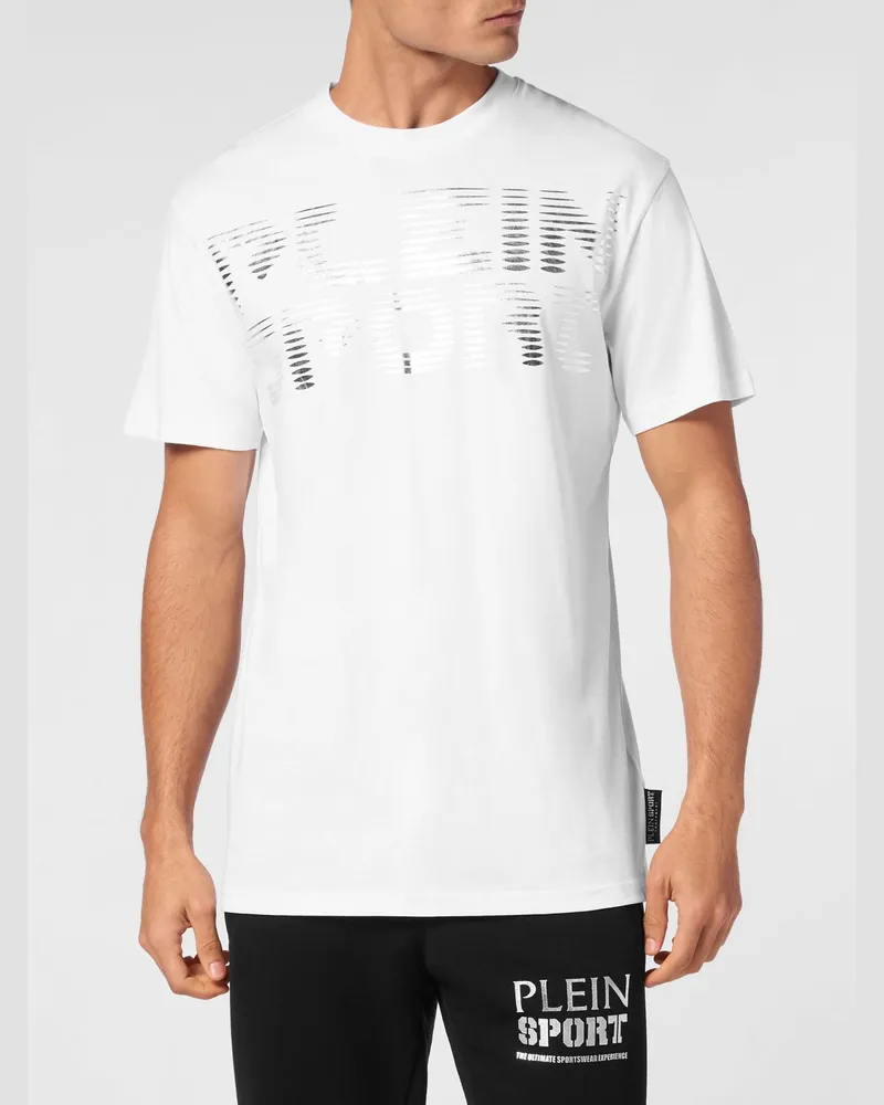Philipp Plein T-Shirt aus Baumwolljersey mit laminiertem Kontrastlogo Weiß