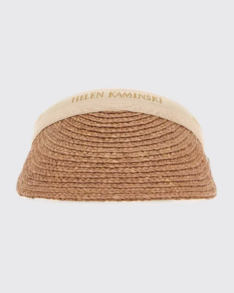 Helen Kaminski Bianca Visor aus geflochtenem Raffiabast mit Jacquard-Logo Natural