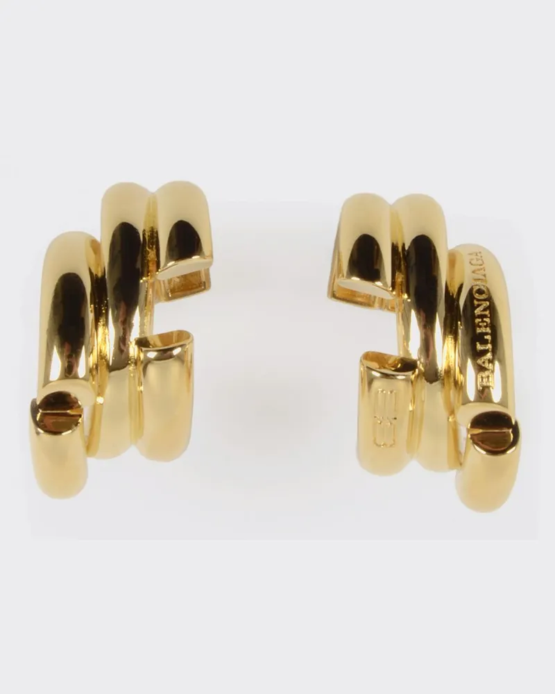 Balenciaga Halbcreolen aus Messing mit graviertem Logo Gold