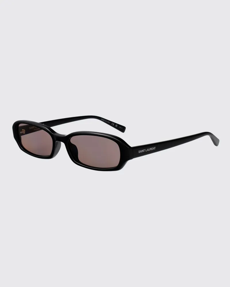 Saint Laurent Rechteckige Sonnenbrille aus Acetat in Schildpattoptik mit Logo Schwarz