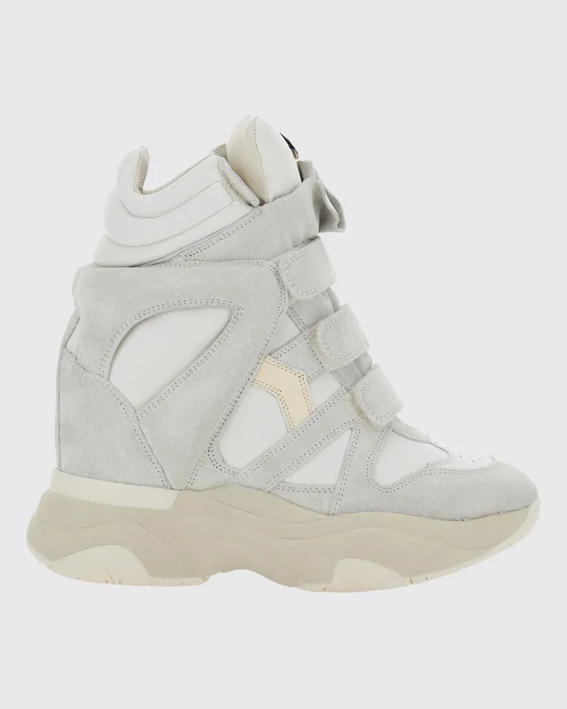 Isabel Marant Balskee High-Top-Keilsneaker aus Leder mit Klettverschluss Weiß