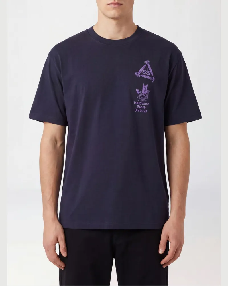 Edwin Jeans Bedrucktes Baumwoll-T-Shirt Blau