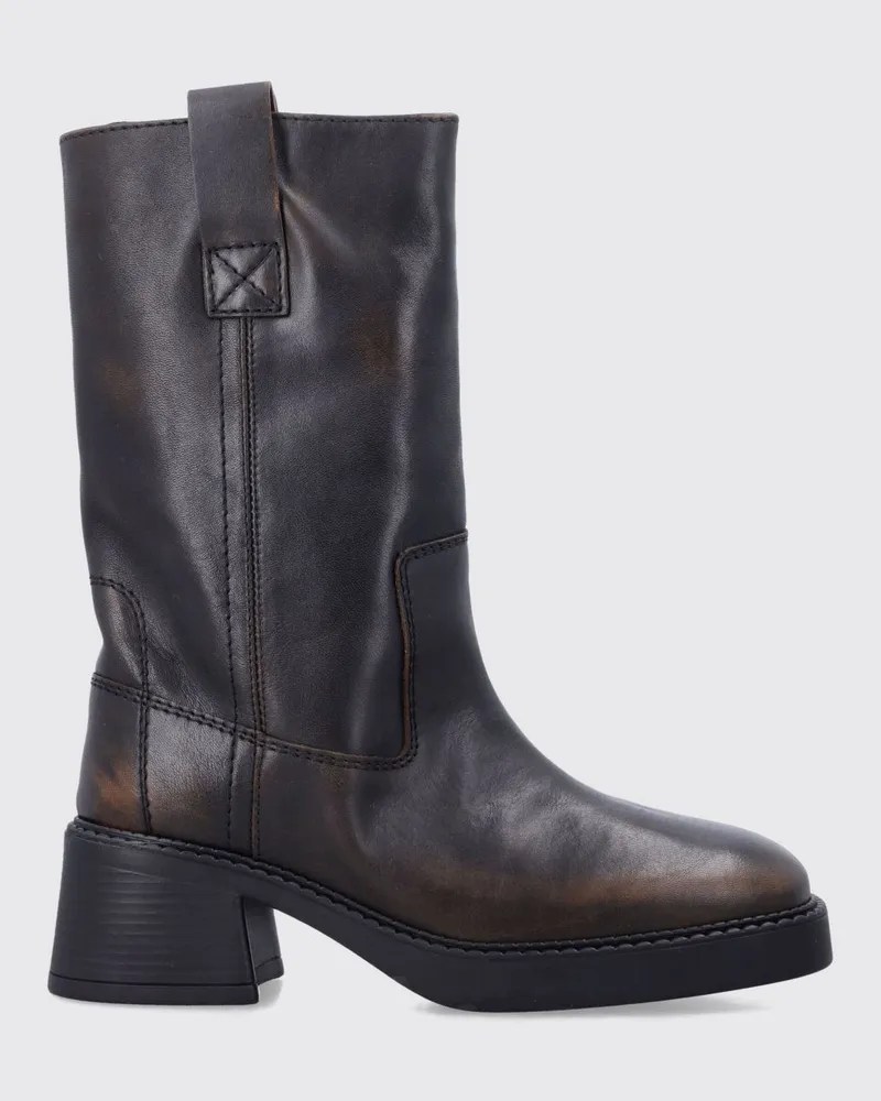 Miista Wadenhohe Biker-Stiefel aus zweifarbigem gealtertem Leder Burnt