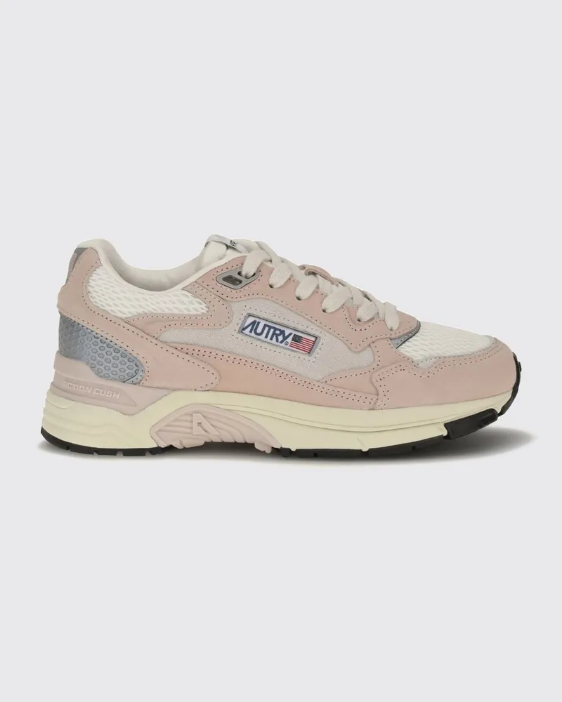 AUTRY Hyperway Low-Top-Sneaker aus Leder und Mesh mit zweifarbigem Design und gezackter Sohle Weiß