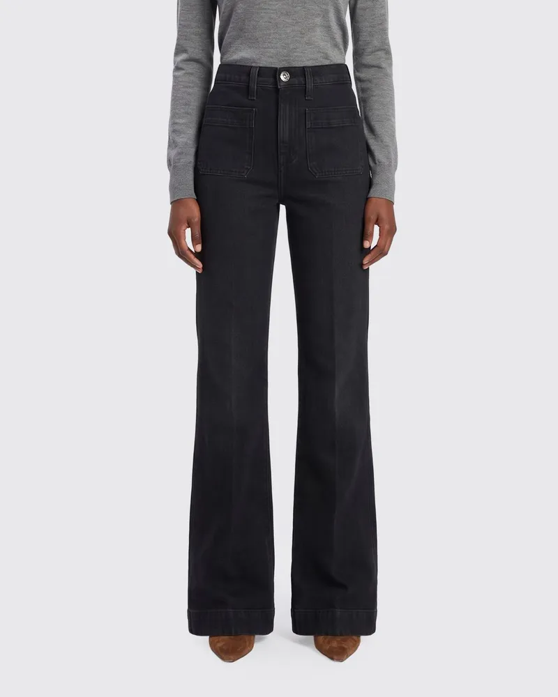 7 for all mankind Modern Dojo High-Waist Straight Leg Jeans aus Stretch-Denim Schwarz