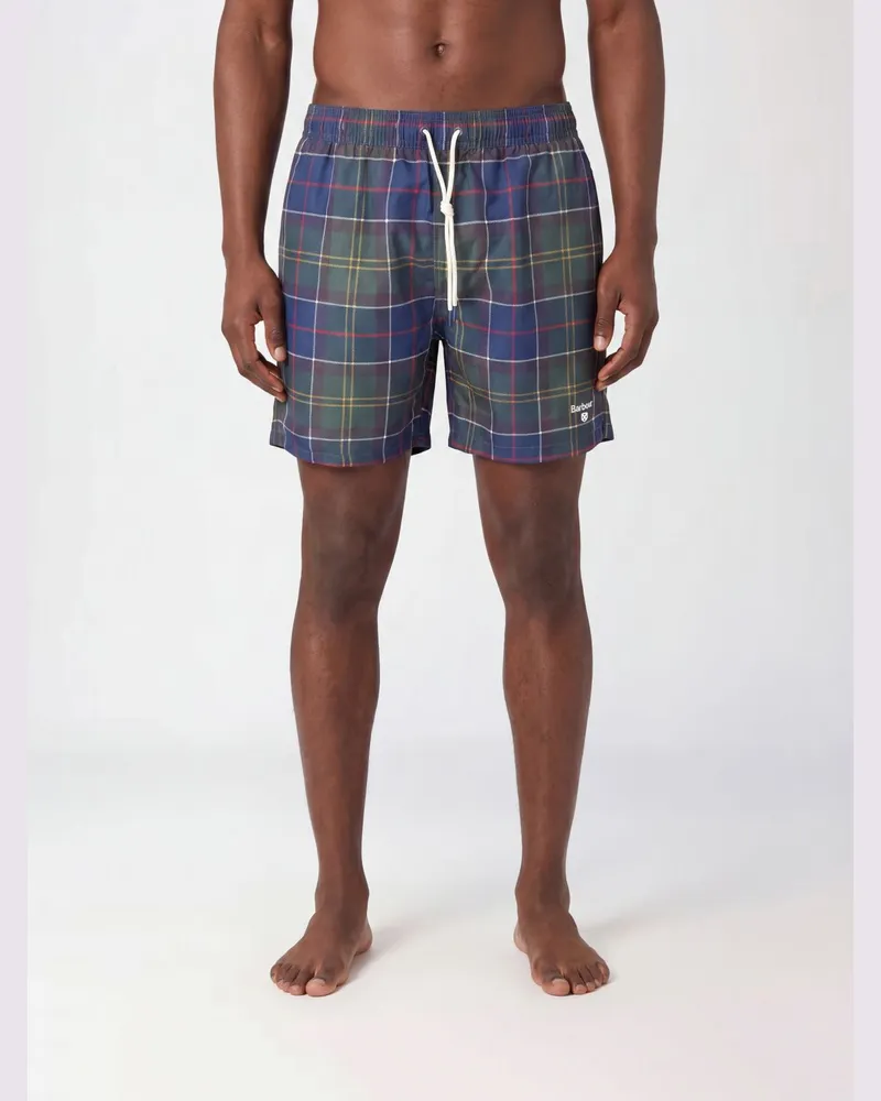 Barbour Tartan-Polyester-Badeshorts Grün