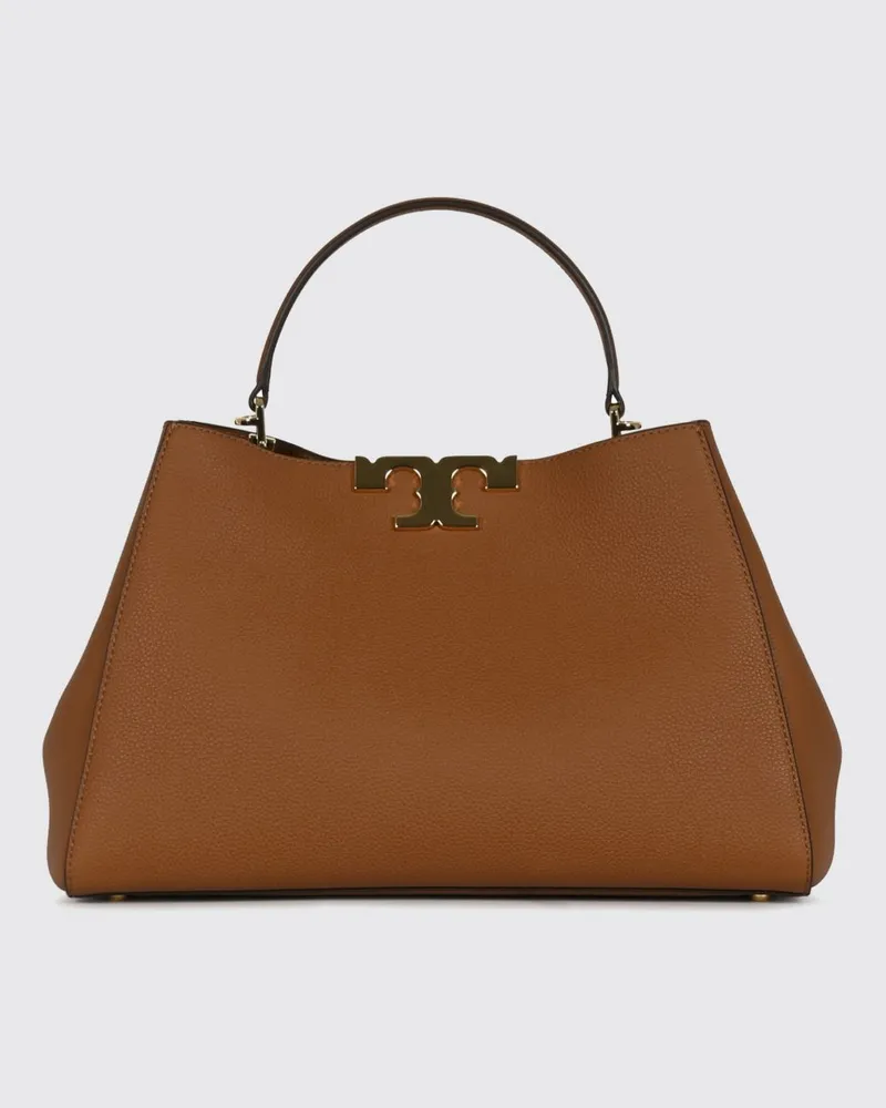 Tory Burch Große Eleonora Handtasche aus genarbtem Leder mit Double T-Logo Bronze