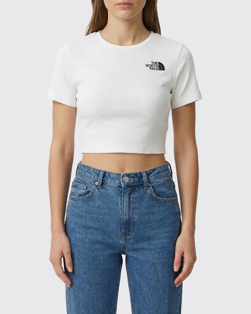 The North Face Cropped Fit Stretch-Baumwoll-T-Shirt Weiß