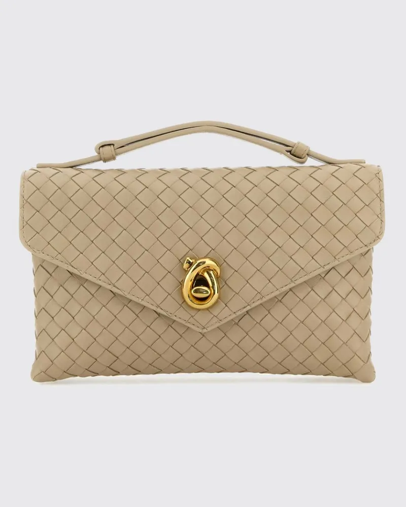 Bottega Veneta Kleine Knot Lock Henkeltasche aus Intrecciato-Leder von Ecru
