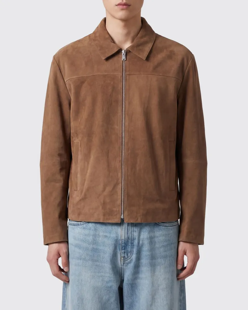 Arma Hemdjacke aus Ziegenveloursleder mit Leistentaschen Braun