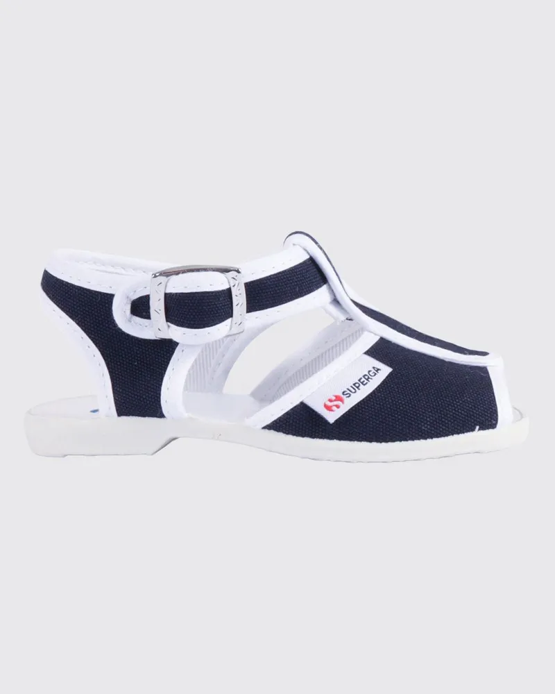Superga 1200-Cotj T-Strap-Sandalen aus zweifarbiger Baumwolle für Jungen mit Riemchen Blau