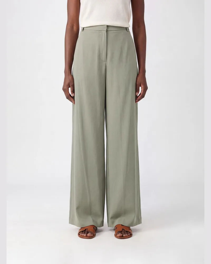 ALYSI Wide-Leg-Hose mit hohem Bund aus Baumwoll-Lyocell-Mischung Grün