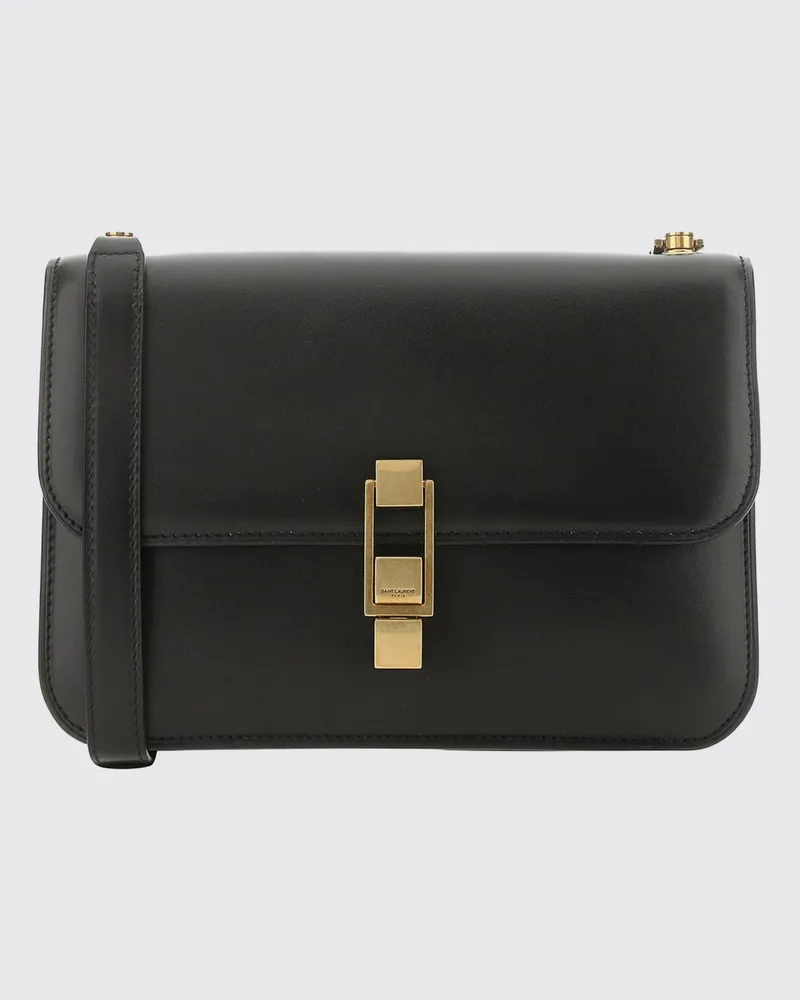 Saint Laurent Mini-Umhängetasche von aus Kalbsleder mit Patte und Logo Blau