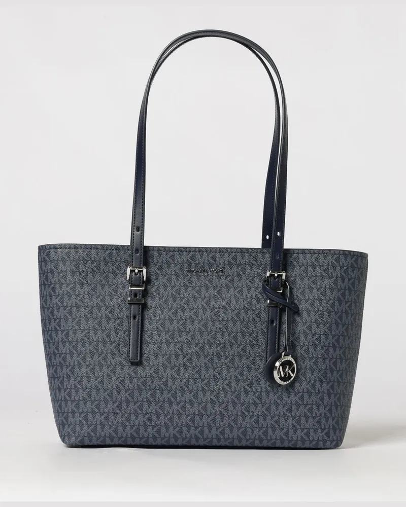 Michael Kors Quinn Tasche aus beschichteter Baumwolle mit MK-Monogramm Blau