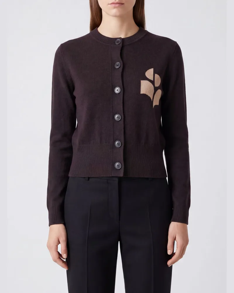 Étoile Isabel Marant Cardigan aus Baumwoll-Woll-Mischung mit Flock-Logo Braun