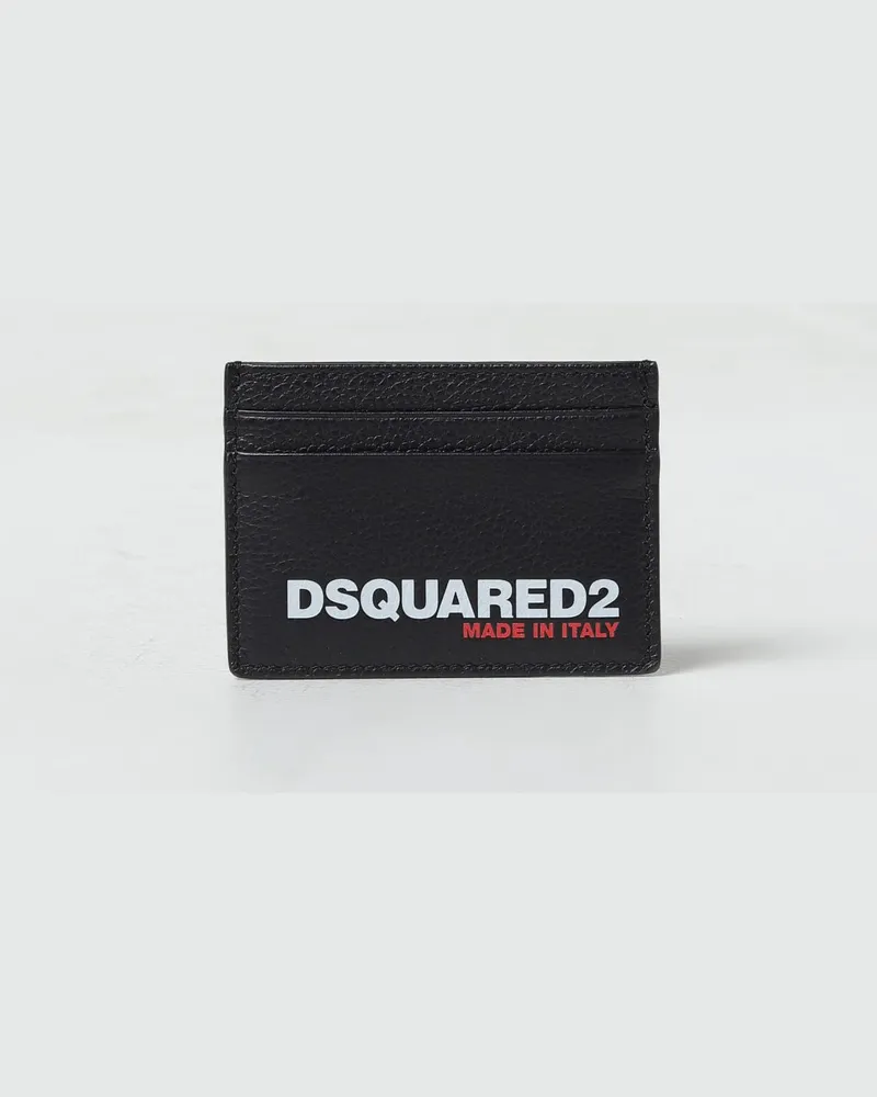 Dsquared2 Kreditkartenetui aus genarbtem Leder Schwarz