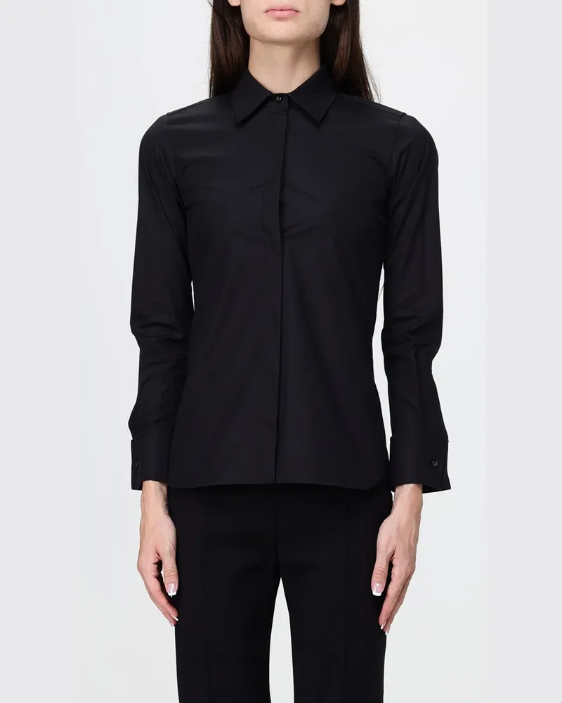 Max Mara Slim-Fit-Hemd von aus Stretch-Baumwolle mit verdeckter Knopfleiste Schwarz