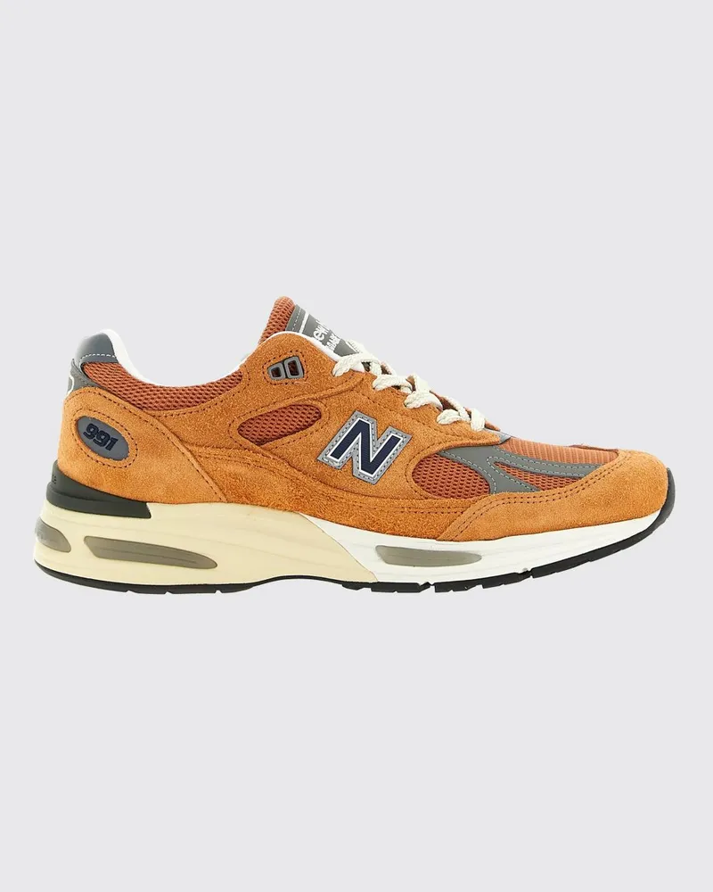 New Balance Mehrfarbige Made in UK 991v2 Sneakers aus Veloursleder und Mesh Orange