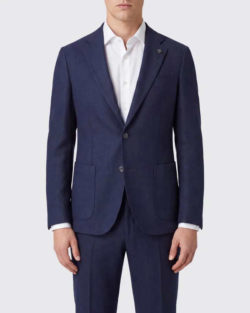 LARDINI Einreihiger Blazer aus Merinowolle mit Zwei-Knopf-Verschluss Blau