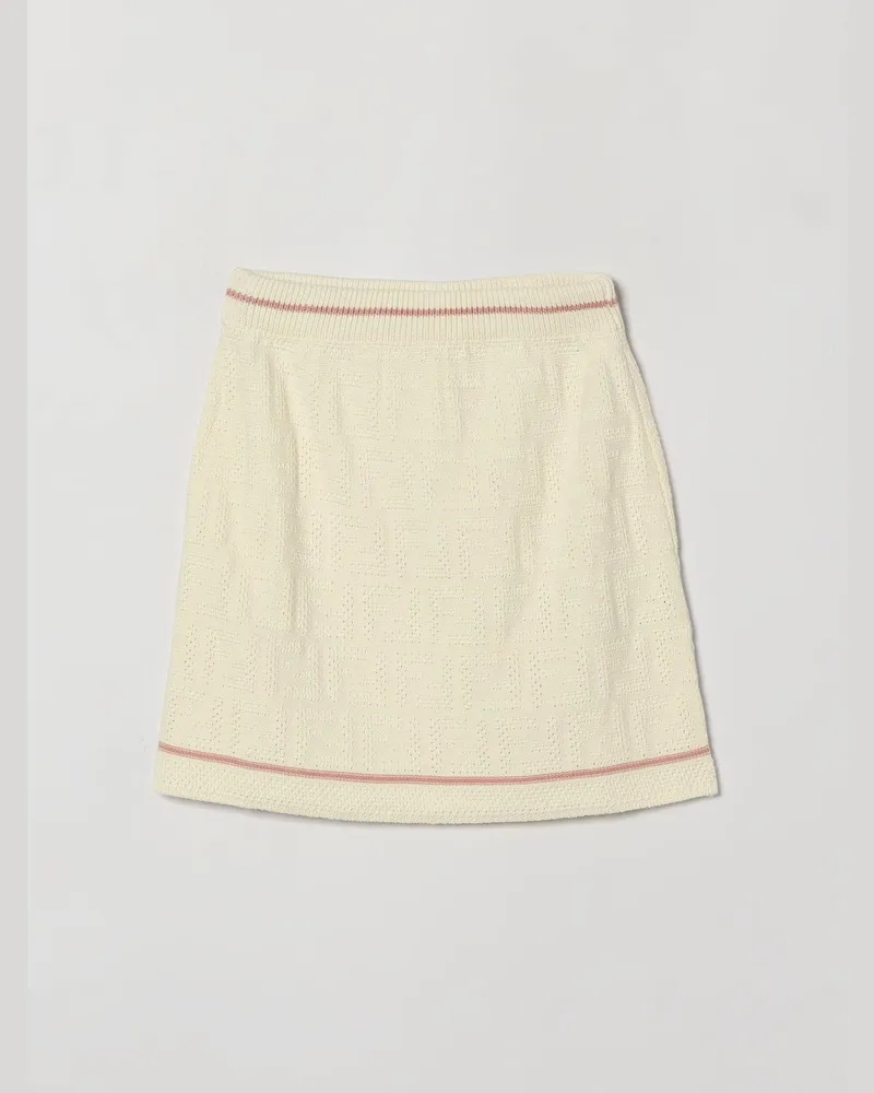 Fendi Mädchen-Minirock aus Baumwollstrick mit Jacquard-FF-Monogramm Weiß