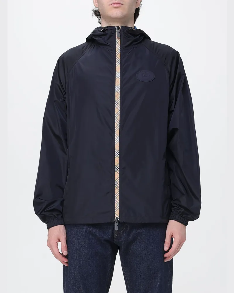 Burberry Leichte Nylon-Windjacke mit Kapuze mit EKD-Logo Navy