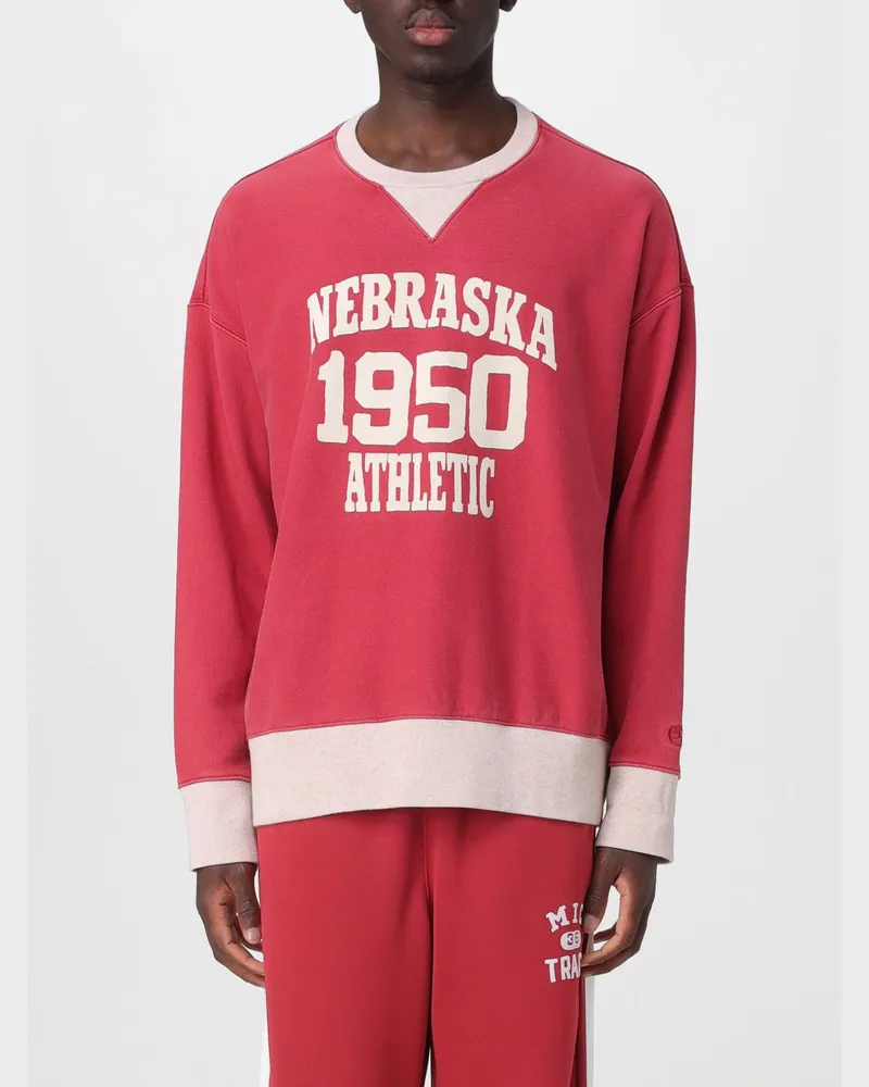 Champion Locker geschnittenes Time Capsule Sweatshirt aus Baumwolle mit Slogan-Print Rot