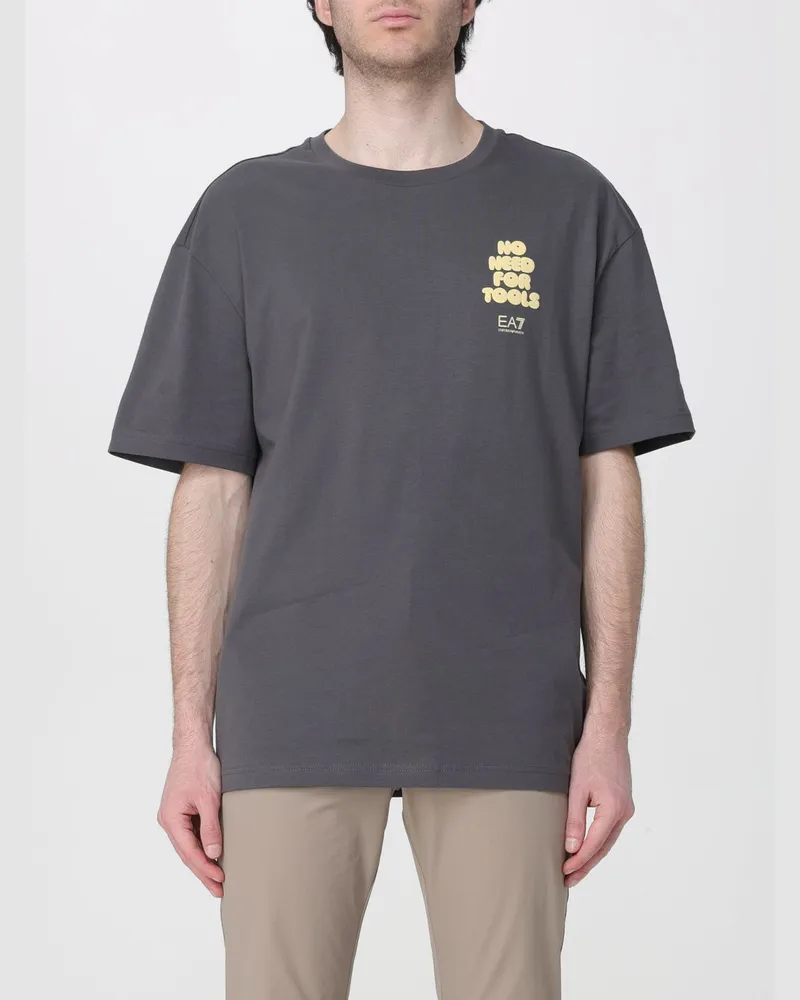 EA7 Baumwoll-T-Shirt mit Sport-Print Charcoal