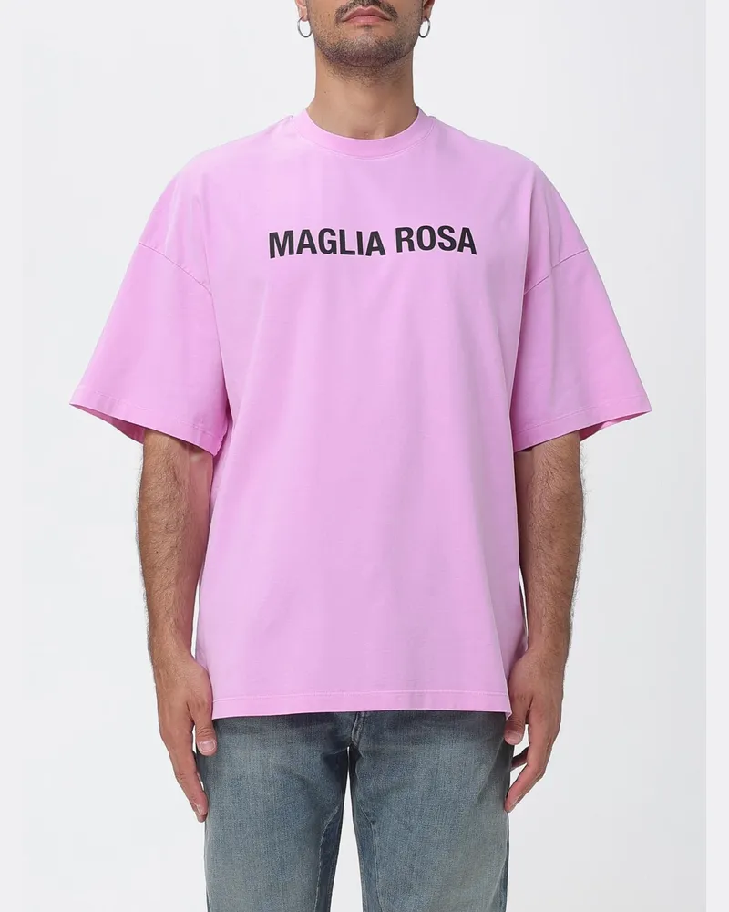 MSGM Relaxed-Fit-T-Shirt aus Baumwolle mit Slogan-Print und überschnittenen Schultern Pink