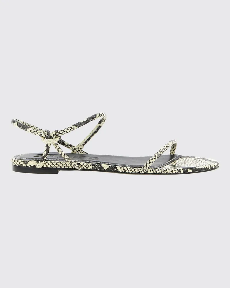 STAUD Laurel Ledersandalen mit Python-Print und niedrigem Absatz Weiß