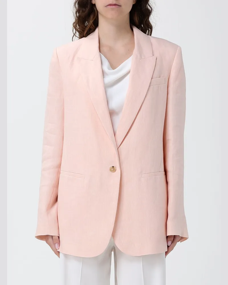 forte_forte Einreihiger Leinenblazer Pink