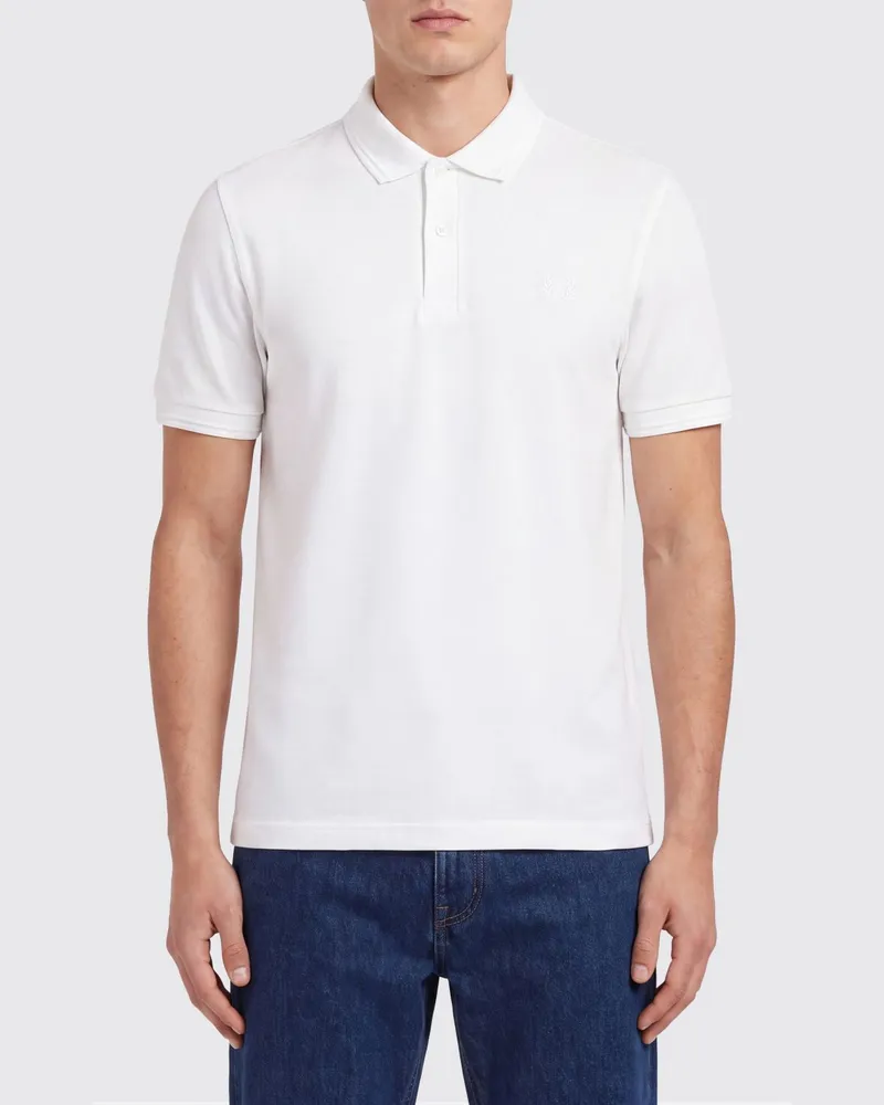 Fred Perry Baumwoll-Poloshirt mit Zierstreifen am Kragen und Ton-in-Ton gesticktem Logo Weiß
