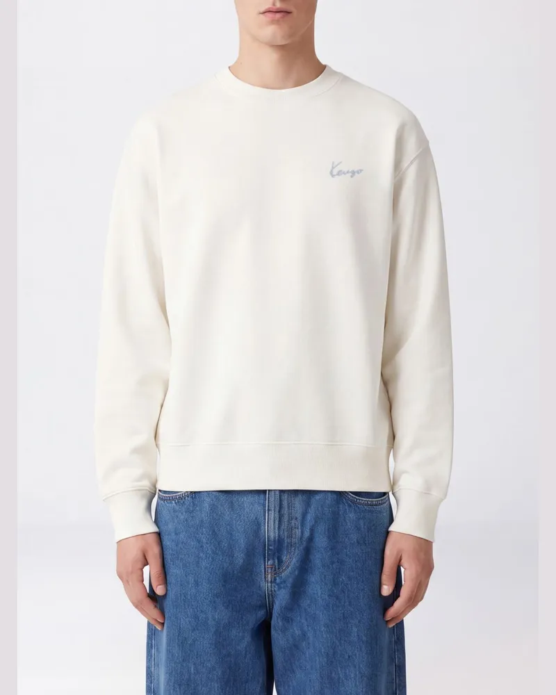 Kenzo Baumwoll-Sweatshirt mit Rundhalsausschnitt und kontrastierendem Logo-Print Weiß