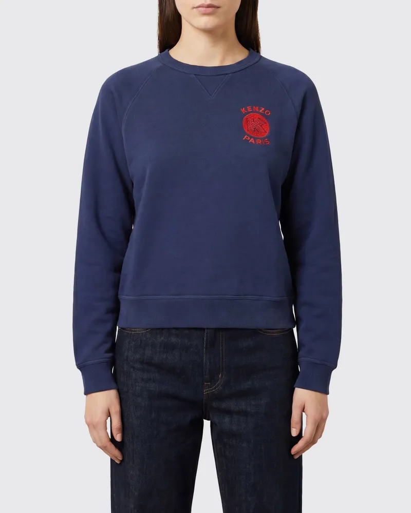 Kenzo Locker geschnittenes Rundhals-Sweatshirt aus Baumwolle mit Kontrastlogo Blau