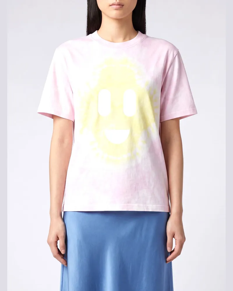 Casablanca Paris Bedrucktes Baumwoll-T-Shirt Pink