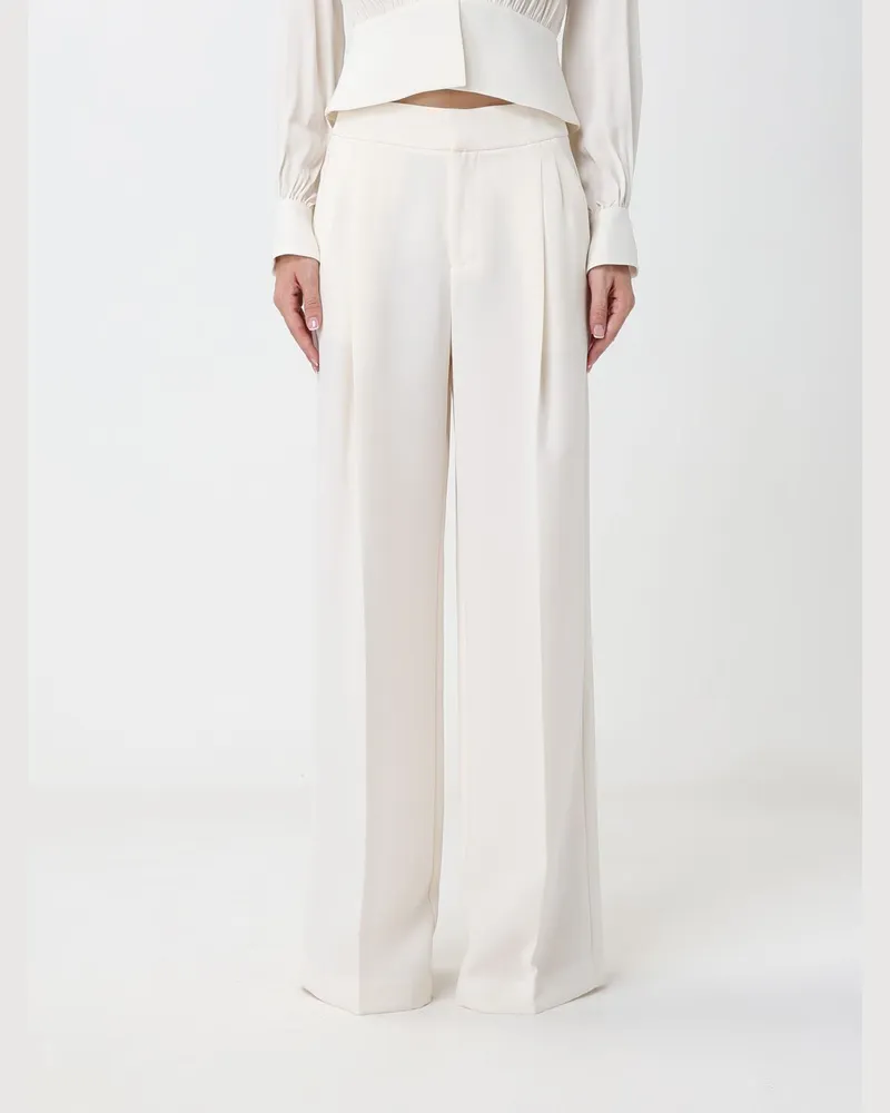 Twin-Set Maßgeschneiderte Crêpe-Hose mit weitem Bein und hoher Taille Perle