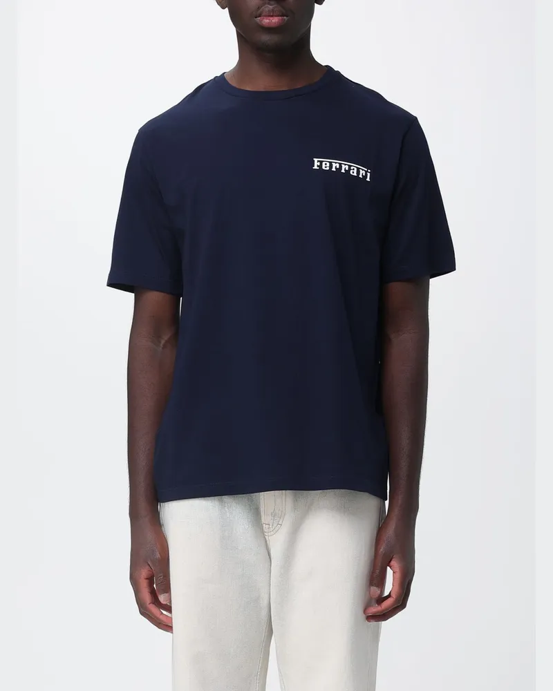 Ferrari T-Shirt aus Baumwolle mit Logo Blau