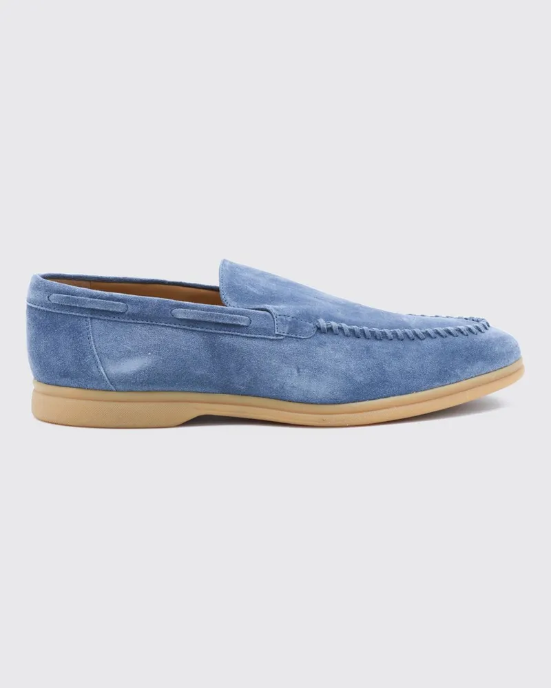 Eleventy Veloursleder-Loafer mit erhabener Mokassinnaht Denim